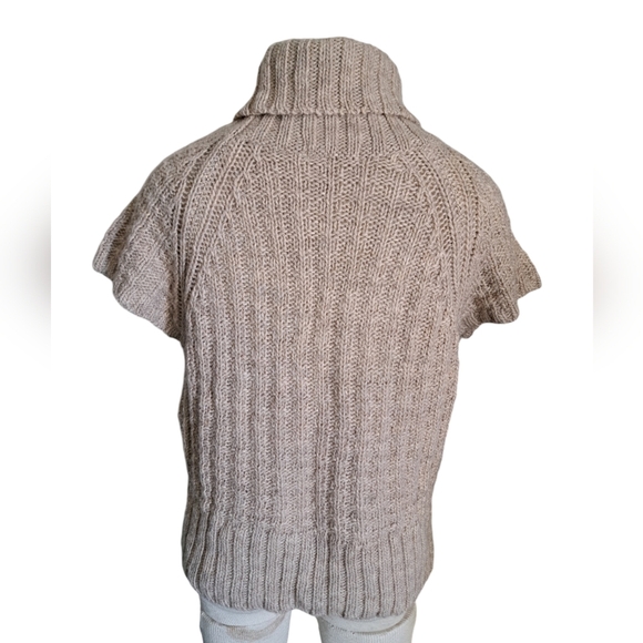 St. ambecco short sleeve turtleneck chunky knit neutral beige acrylic ITALY LG - Picture 3 of 9